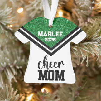 Gepersonaliseerde Green & Black Cheer Mom Ornament