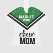 Gepersonaliseerde Green & Black Cheer Mom Ornament (achterkant)