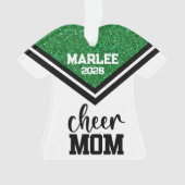 Gepersonaliseerde Green & Black Cheer Mom Ornament (voorkant)