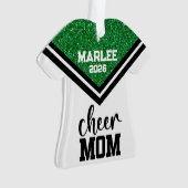 Gepersonaliseerde Green & Black Cheer Mom Ornament (voorkant)