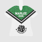 Gepersonaliseerde Green & Black Cheer Mom Ornament (achterkant)