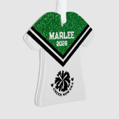 Gepersonaliseerde Green & Black Cheer Mom Ornament (voorkant)