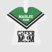 Gepersonaliseerde Green & Black Cheer Mom Ornament (achterkant)