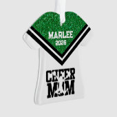 Gepersonaliseerde Green & Black Cheer Mom Ornament (voorkant)