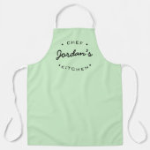 Gepersonaliseerde Green Black Chef's Kitchen Schort (Voorkant)