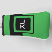 Gepersonaliseerde Green Black Golf Head Putter Hoe Golfheadcover (Voorkant)