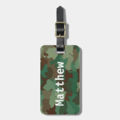 Gepersonaliseerde Green Camo Bagagelabel (Voorkant verticaal)