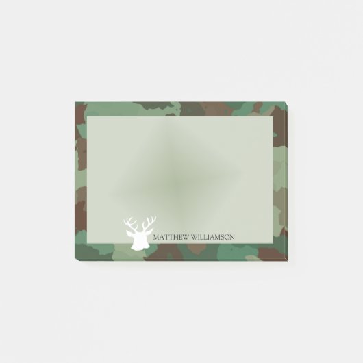 Gepersonaliseerde Green Camo Lijst met Buck Silhou Post-it® Notes (Voorkant)