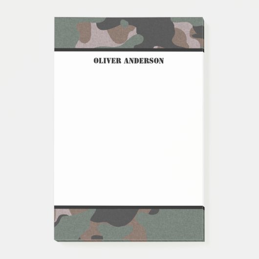 Gepersonaliseerde Green Camo Post-it Notes (Voorkant)