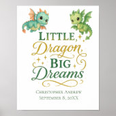 Gepersonaliseerde Green Dragons Geboortestatistiek Poster (Voorkant)