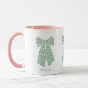 Gepersonaliseerde Green Gingham Romantische Coquet Mok