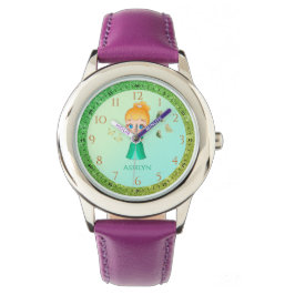 Gepersonaliseerde Green Glitter Princess Learning Horloge