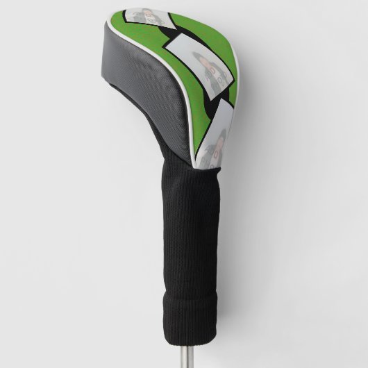 Gepersonaliseerde Green Golf Head Hoesje met foto' Golfheadcover (Schuin)