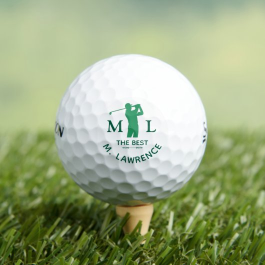 Gepersonaliseerde Green Golfer Man Naam Golfballen (Insitu Shirt)