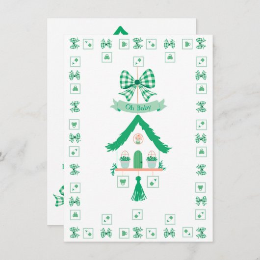 Gepersonaliseerde Green House Oh Baby shower Kaart (Voorkant / Achterkant)