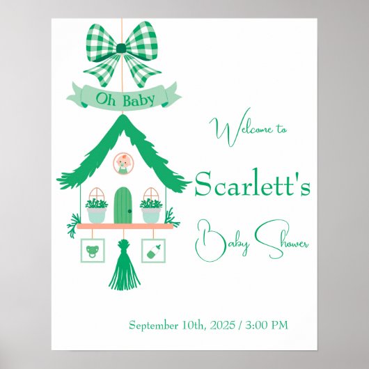 Gepersonaliseerde Green House Oh Baby shower Poster (Voorkant)