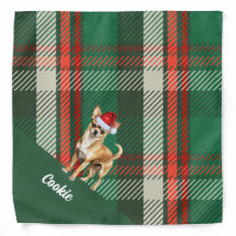 Gepersonaliseerde Green Plaid Chihuahua Hond Kerst