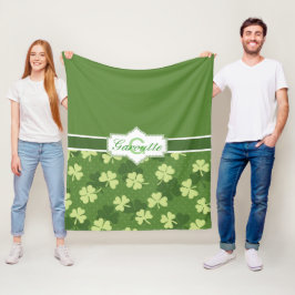 Gepersonaliseerde Green Shamrock St Patricks Day Fleece Deken