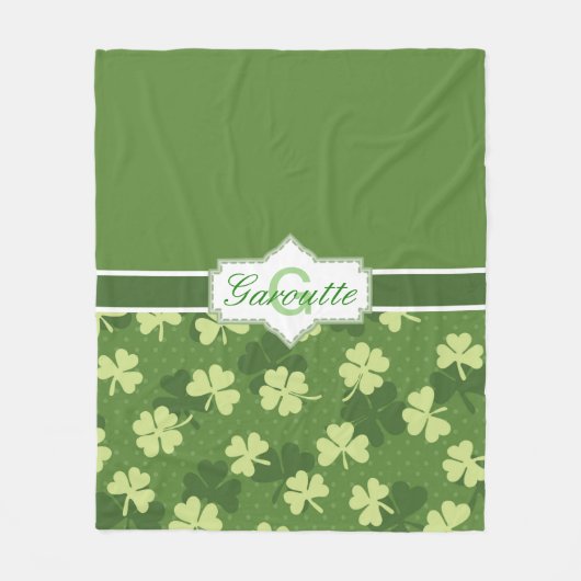 Gepersonaliseerde Green Shamrock St Patricks Day Fleece Deken (Voorkant)