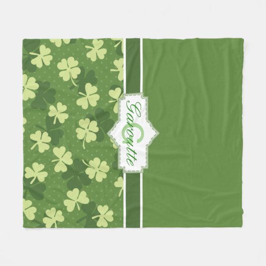 Gepersonaliseerde Green Shamrock St Patricks Day Fleece Deken (Voorkant (Horizontaal))