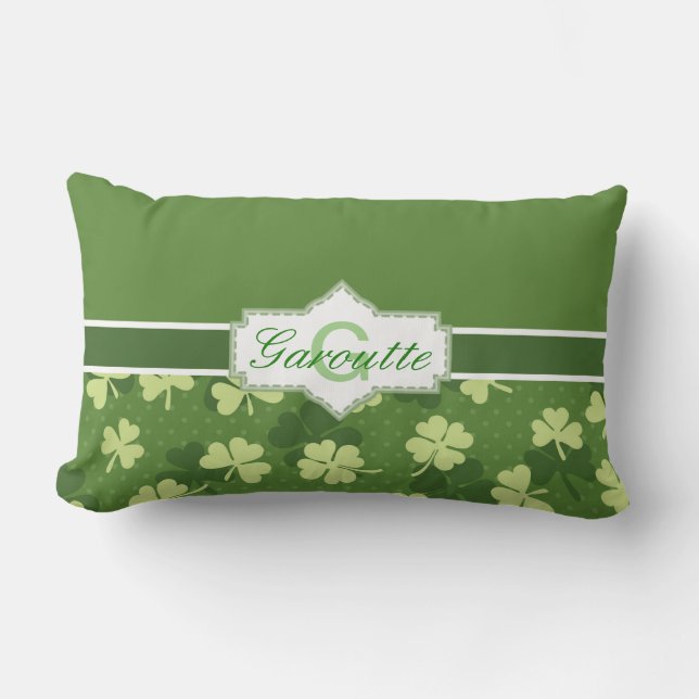 Gepersonaliseerde Green Shamrock St Patricks Day Kussen (Voorkant)