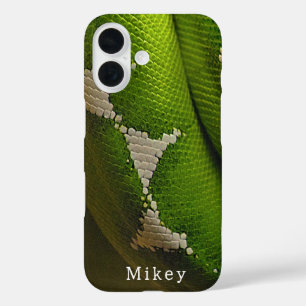 Gepersonaliseerde Green Tree Snake Stevige iPhone 16 Hoesje