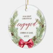 Gepersonaliseerde Greenery First Kerstmis Keramisch Ornament (Links)