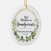 Gepersonaliseerde Greenery Kerstmis als grootouder Keramisch Ornament (Rechts)