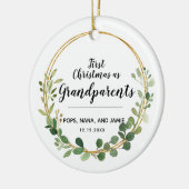 Gepersonaliseerde Greenery Kerstmis als grootouder Keramisch Ornament (Links)