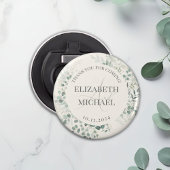 Gepersonaliseerde Greenery Krans Trouwgunst Button Button Flesopener