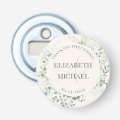 Gepersonaliseerde Greenery Krans Trouwgunst Button Flesopener (Voorkant)