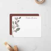 Gepersonaliseerde Greenery laat roestbakkerij Notitiekaartje (Voorkant / Achterkant in situ)