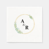 Gepersonaliseerde Greenery Monogram Trouwcocktail Servet (Voorkant)