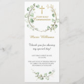Gepersonaliseerde Greenery Prayer Bladwijzer Card Menu (Voorkant)