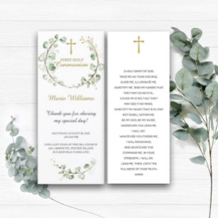Gepersonaliseerde Greenery Prayer Bladwijzer Card Menu