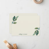 Gepersonaliseerde Greenery Waterverf Sage Green Le Notitiekaartje (Voorkant / Achterkant in situ)