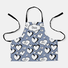 Gepersonaliseerde Grey Hearts Schort