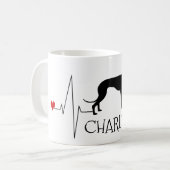 Gepersonaliseerde Greyhound Whippet Love Dog Heart Koffiemok (Voorkant links)
