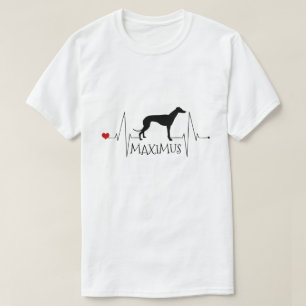 Gepersonaliseerde Greyhound Whippet Love Dog Heart T-shirt