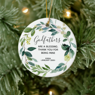 Gepersonaliseerde Griekse godfather-kerstversierin Keramisch Ornament