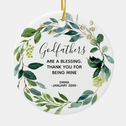 Gepersonaliseerde Griekse godfather-kerstversierin Keramisch Ornament (Voorkant)