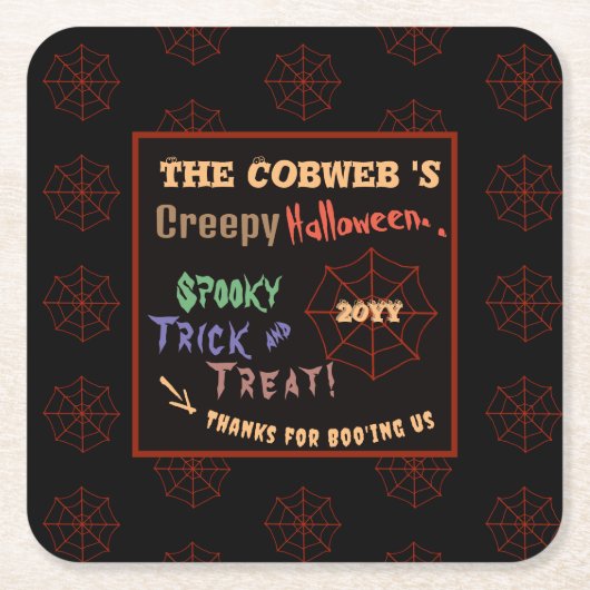 Gepersonaliseerde griezelige kleurrijke Halloween  Kartonnen Onderzetters (Voorkant)