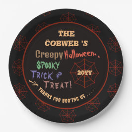 Gepersonaliseerde griezelige kleurrijke Halloween  Papieren Bordje