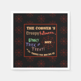 Gepersonaliseerde griezelige kleurrijke Halloween  Servet