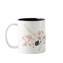 Gepersonaliseerde Grijs Blauw Perzik Bloemen met N