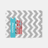 Gepersonaliseerde Grijs Blauwgroen Chevron Fire Tr Fleece Deken (Voorkant (Horizontaal))