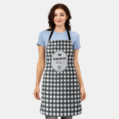 Gepersonaliseerde Grijs en Wit Buffel Plaid Keuken Schort (Gedragen)