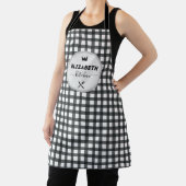 Gepersonaliseerde Grijs en Wit Buffel Plaid Keuken Schort (Insitu)