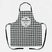 Gepersonaliseerde Grijs en Wit Buffel Plaid Keuken Schort (Voorkant)