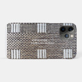 Gepersonaliseerde grijs en wit Faux Burlap2 Bagage Case-Mate iPhone Case (Achterkant (horizontaal))
